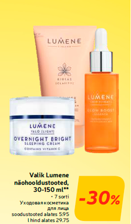 Valik Lumene näohooldustooted, 30-150 ml**  -30%