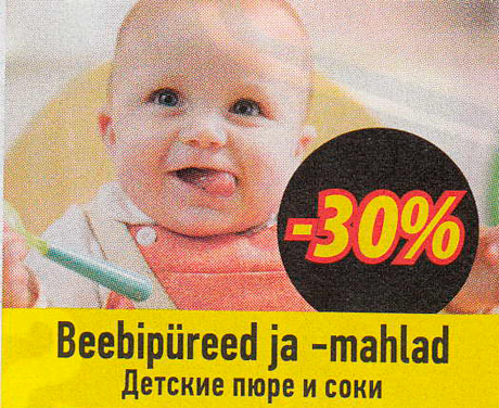 Beebipüreed ja -mahlad  -30%