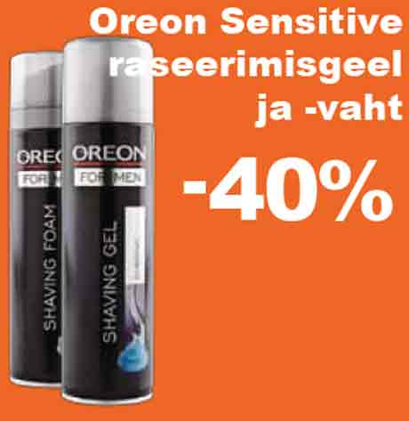 Oreon Sensitive raseerimisgeel ja -vaht -40%