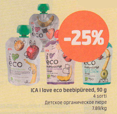 ICA i love eco beebipüreed, 90 g  -25%