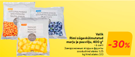 Valik Rimi sügavkülmutatud marju ja puuvilju, 400 g*  -30%