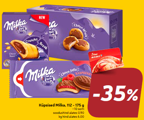 Küpsised Milka, 112 - 175 g  -35%
