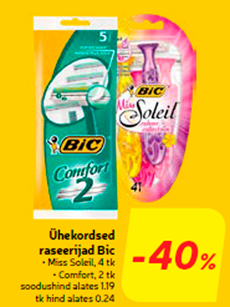 Ühekordsed raseerijad Bic -40%
