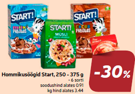 Hommikusöögid Start, 250 - 375 g -30%
