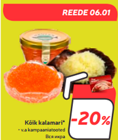 Kõik kalamari*  -20%