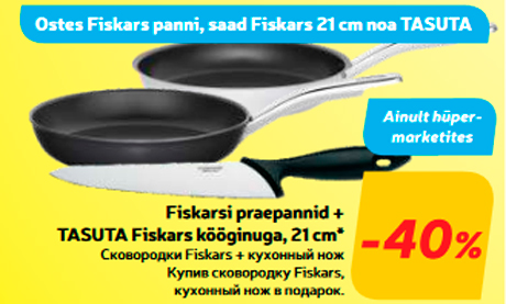 Fiskarsi praepannid + TASUTA Fiskars kööginuga, 21 cm*  -40%