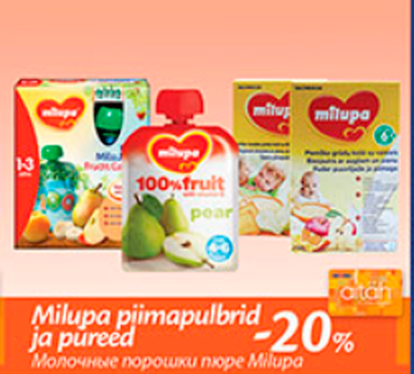 Milupa piimapulbrid ja pureed  -20%