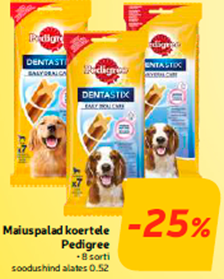 Maiuspalad koertele Pedigree  -25%
