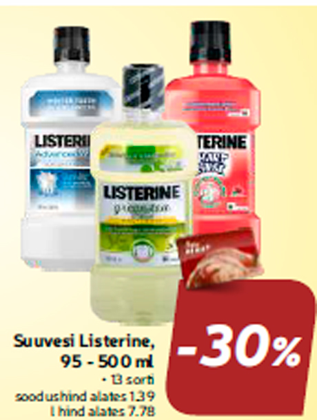 Suuvesi Listerine, 95 - 500 ml  -30%
