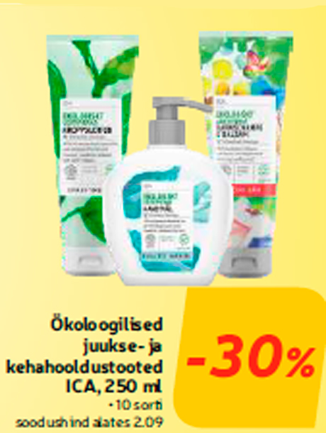 Ökoloogilised juukse- ja kehahooldustooted ICA, 250 ml  -30%
