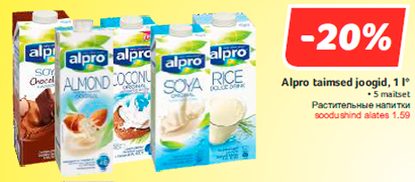 Alpro taimsed joogid, 1 l*  -20%