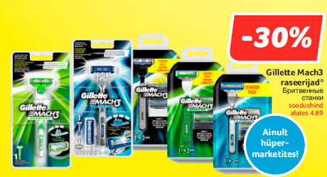 Gillette Mach3  raseerijad*  -30%