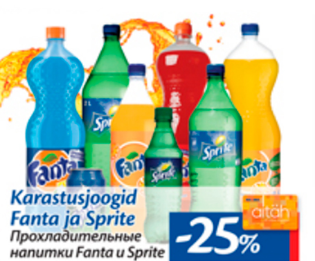 Karastusjoogid Fanta ja Sprite  -25%