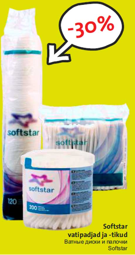 Softstar vatipadjad ja -tikud -30%