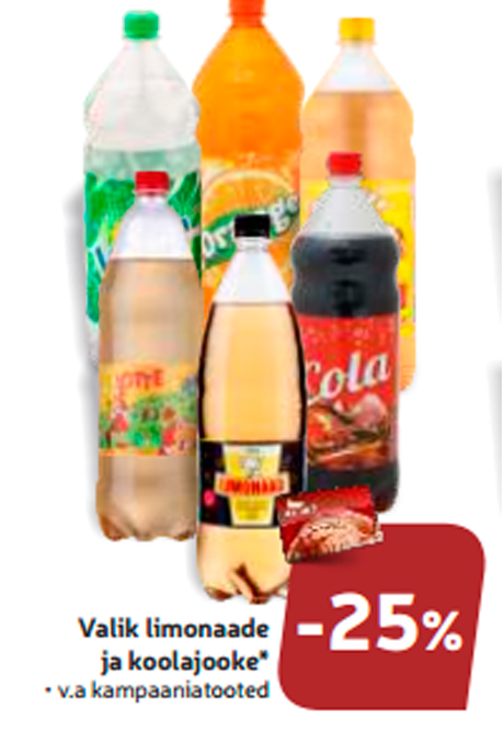 Valik limonaade ja koolajooke* -25%