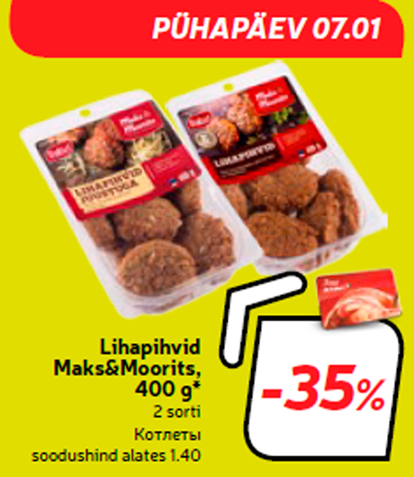 Lihapihvid Maks&Moorits, 400 g*  -35%