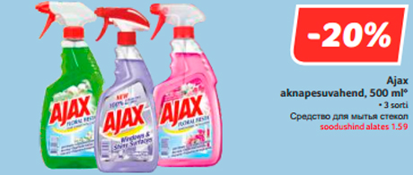 Ajax aknapesuvahend, 500 ml*  -20%