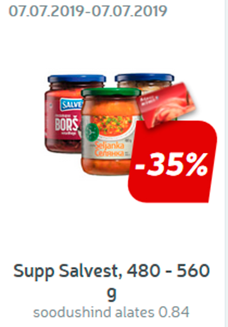 Supp Salvest, 480 - 560 g -35%