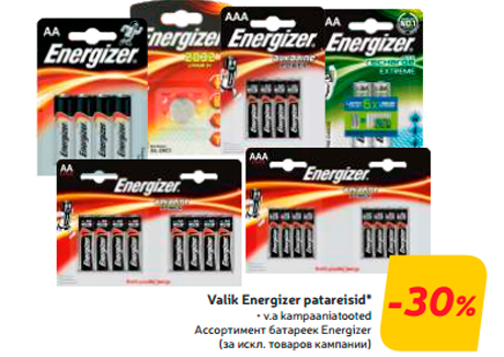 Valik Energizer patareisid*  -30%