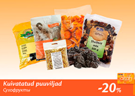 Kuivatatud puuviljad  -20%