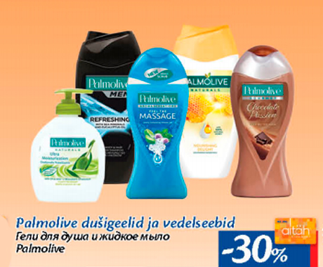 Palmolive dušigeelid ja vedelseebid  -30%