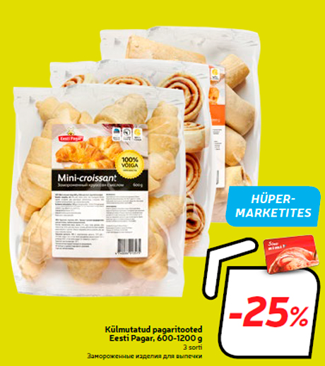 Külmutatud pagaritooted Eesti Pagar, 600-1200 g  -25%