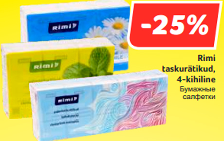 Rimi taskurätikud, 4-kihiline  -25%