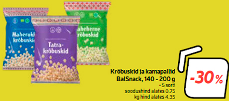 Krõbuskid ja kamapallid BalSnack, 140 - 200 g -30%