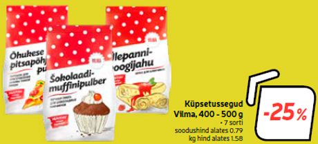 Küpsetussegud Vilma, 400 - 500 g -25%