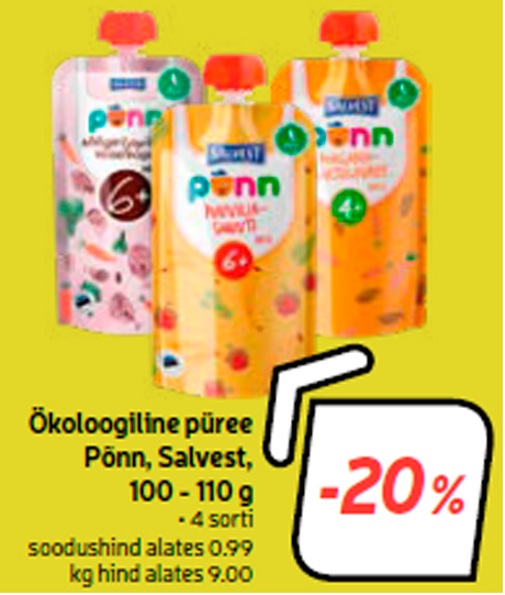 Ökoloogiline püree Põnn, Salvest, 100 - 110 g  -20%