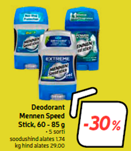 Deodorant Mennen Speed Stick, 60 - 85 g -30%