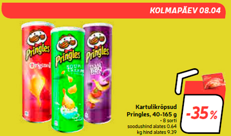 Kartulikrõpsud Pringles, 40-165 g  -35%