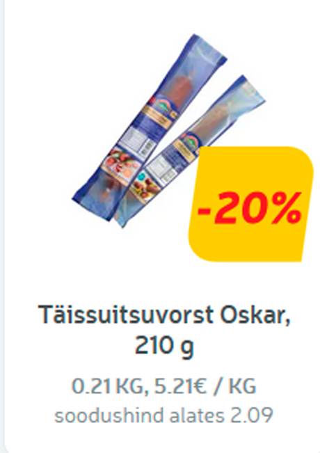 Täissuitsuvorst Oskar, 210 g -20%