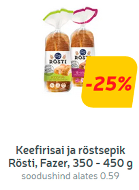 Keefirisai ja röstsepik Rösti, Fazer, 350 - 450 g -25%