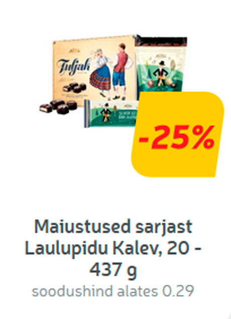 Maiustused sarjast Laulupidu Kalev, 20 - 437 g -25%