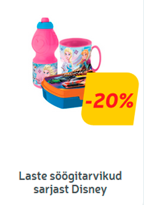 Laste söögitarvikud sarjast Disney -20%