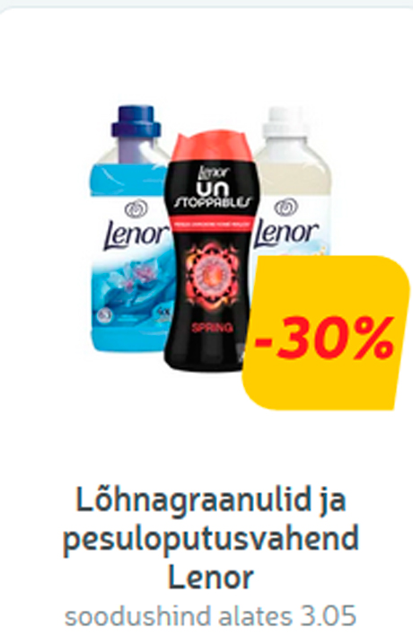 Lõhnagraanulid ja pesuloputusvahend Lenor -30%