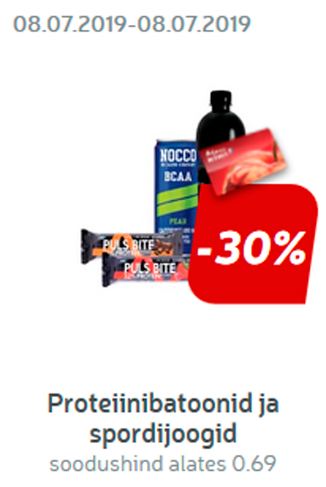 Proteiinibatoonid ja spordijoogid -30%