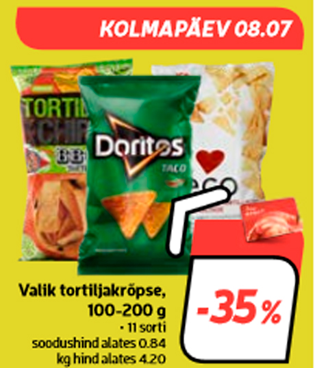 Valik tortiljakrõpse,  100-200 g  -35%