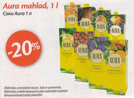 Aura mahlad, 1 l  -20%