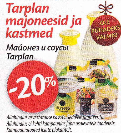 Tarplan majoneesid ja kastmed  -20%