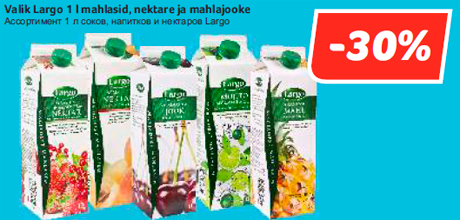 Valik Largo 1 l mahlasid, nektare ja mahlajooke -30%