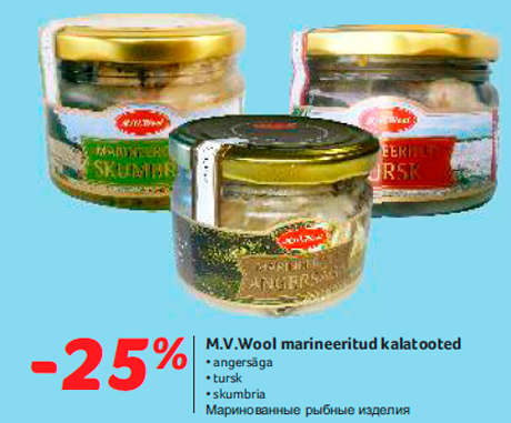 M.V.Wool marineeritud kalatooted -25%