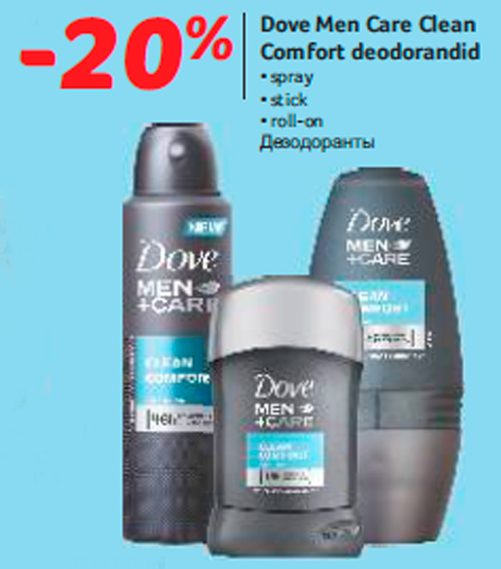 Dove Men Care Clean Comfort deodorandid  -20%