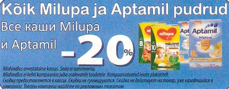 Milupa ja Aptamil pudrud -20%