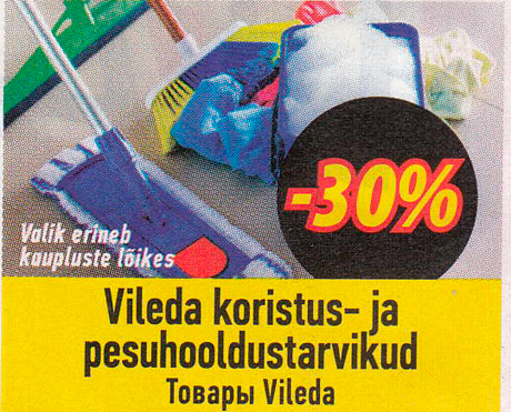 Vileda koristus- ja pesuhooldustarvikud  -30%