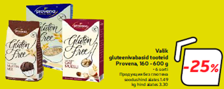 Valik gluteenivabasid tooteid Provena, 160 - 600 g  -25%