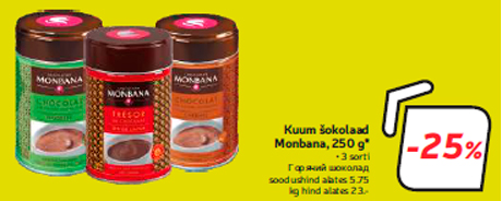 Kuum šokolaad Monbana, 250 g* -25%