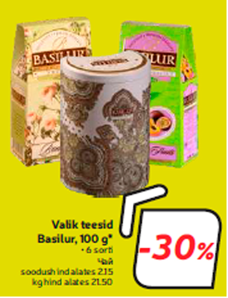 Valik teesid Basilur, 100 g*  -30%