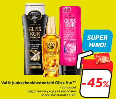 Valik juuksehooldustooteid Gliss Kur**  -45%